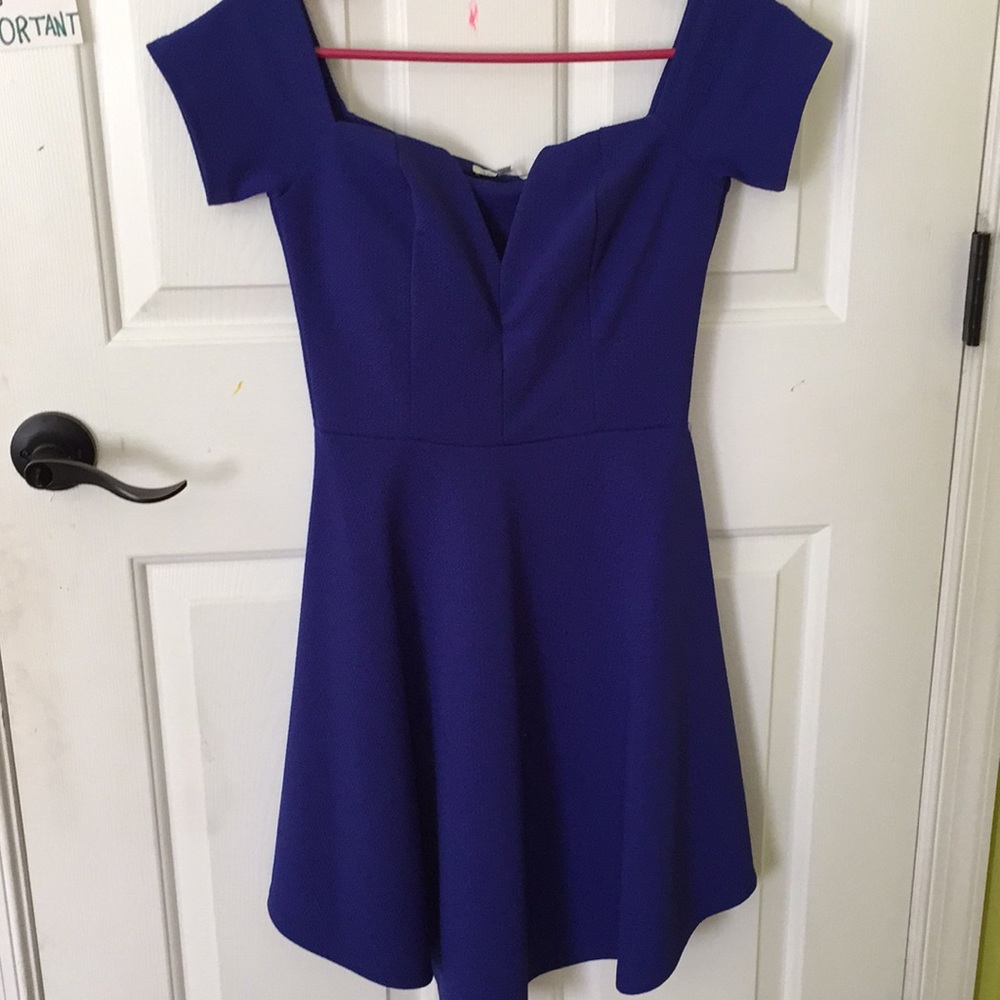 Dark blue off shoulder dress